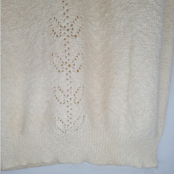 Le Roy Vintage Rosette Open Knit Boat Neck Short Sleeve Lolita Sweater Blouse - Picture 9 of 11